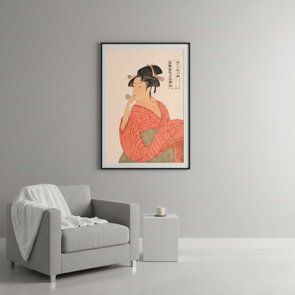 A Young Woman Blowing a Glass Pipe (Poppin)